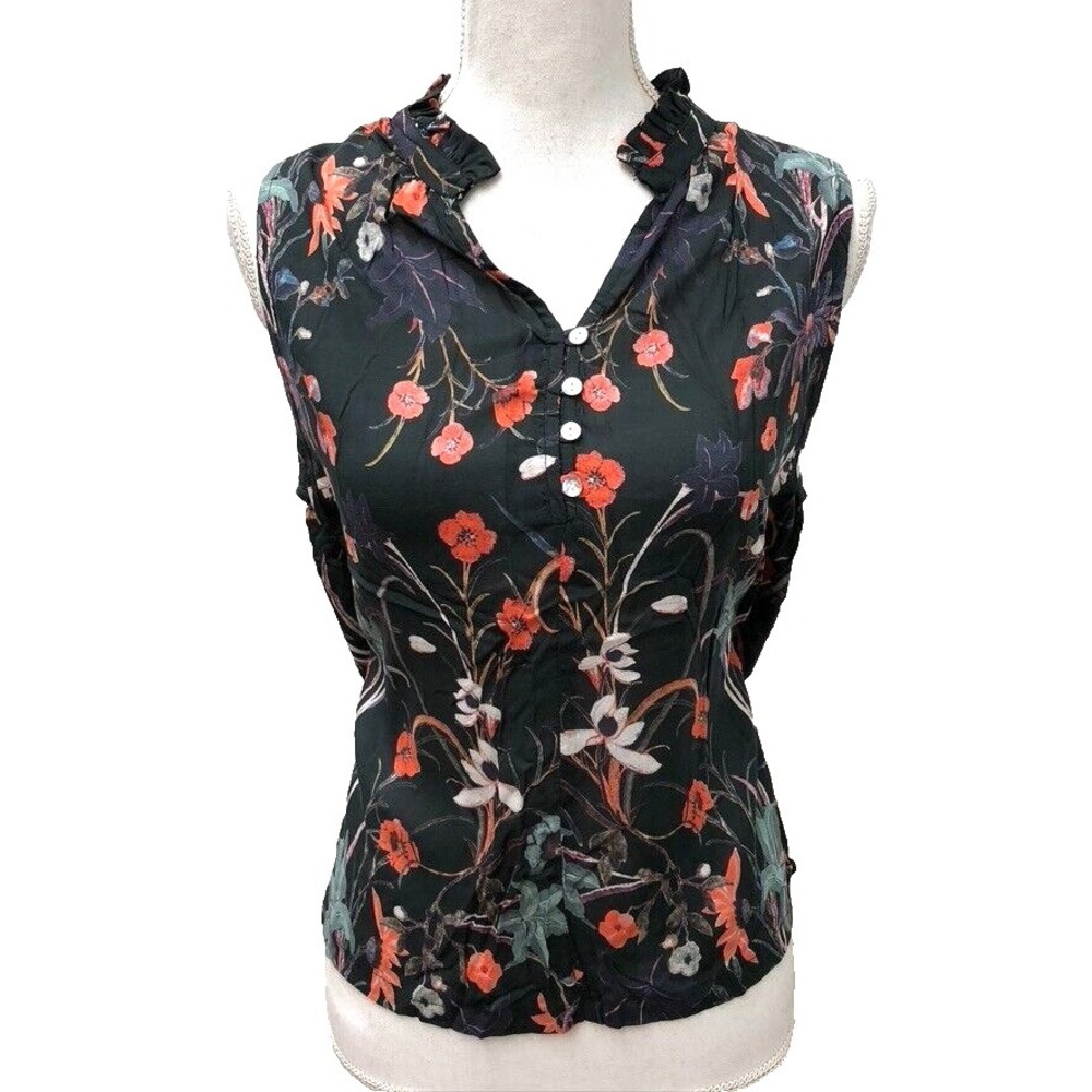Feathers By Tolani Blouse Sleeveless Shirt Womens Small Black Garden Floral